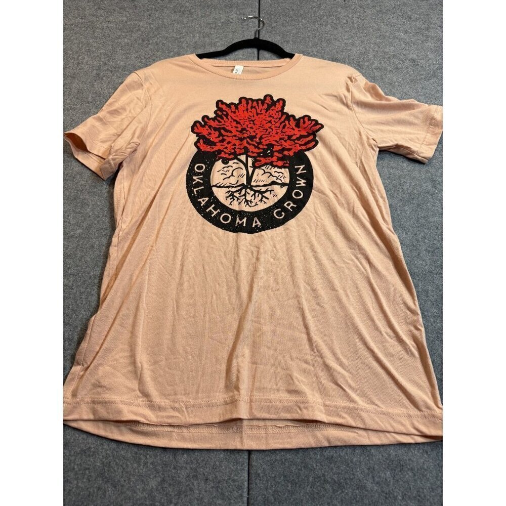 Women's T-Shirt Medium Coral Oklahoma Company April '23 - Redbud Graphic Print